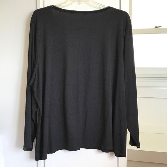 J. JILL Velvet Trim V-Neck Tee Long Sleeve Cotton Black NWT Women’s Plus Size 4X - Picture 7 of 15